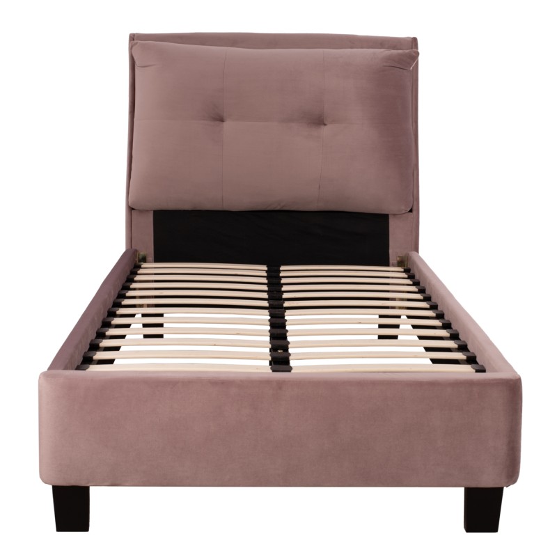 BED WITH MATTRESS RILEY FK21282.02 DUSTY PINK VELVET--FOR MATTRESS 90x200cm BED WITH MATTRESS RILEY FK21282.02 DUSTY PINK VELVET--FOR MATTRESS 90x200cm