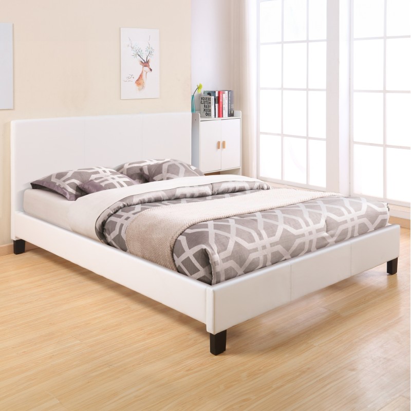 BED WITH MATTRESS BECCA FK21283.01 WHITE PU--FOR MATTRESS 150x200cm BED WITH MATTRESS BECCA FK21283.01 WHITE PU--FOR MATTRESS 150x200cm
