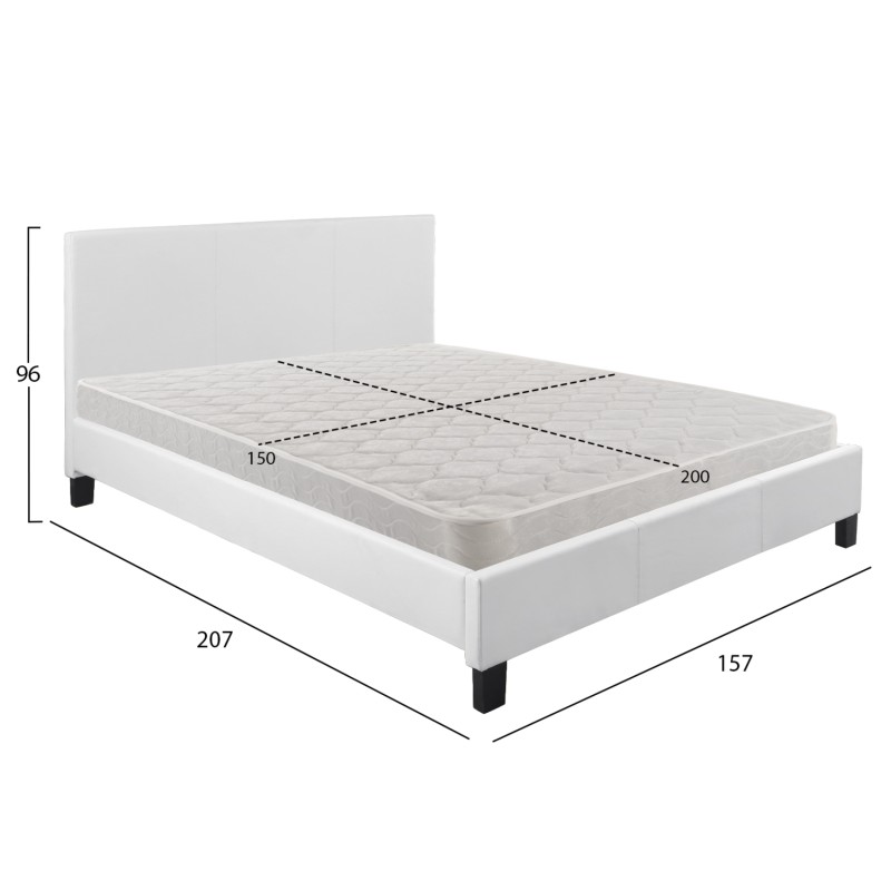 BED WITH MATTRESS BECCA FK21283.01 WHITE PU--FOR MATTRESS 150x200cm BED WITH MATTRESS BECCA FK21283.01 WHITE PU--FOR MATTRESS 150x200cm