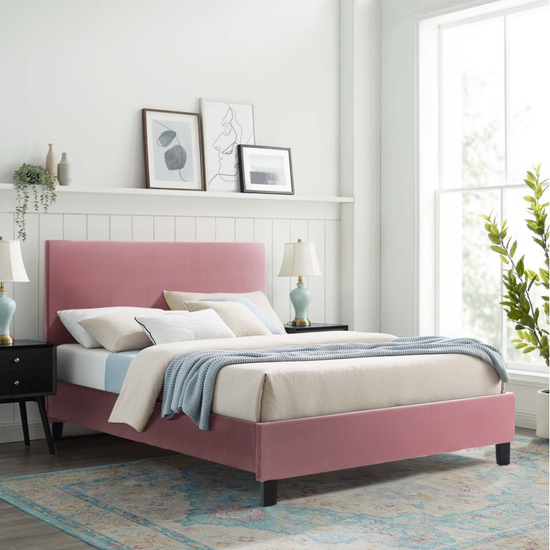 BED WITH MATTRESS BECCA FK21283.05 DUSTY PINK VELVET--FOR MATTRESS 150x200cm BED WITH MATTRESS BECCA FK21283.05 DUSTY PINK VELVET--FOR MATTRESS 150x200cm