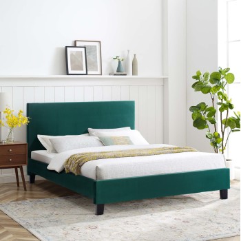 BED WITH MATTRESS BECCA FK21283.06 CYPRESS GREEN VELVET--FOR MATTRESS 150x200cm