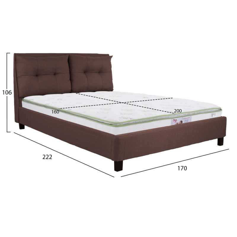 BED WITH MATTRESS BILLIE FK21284.01 BROWN FABRIC--FOR MATTRESS 160x200cm BED WITH MATTRESS BILLIE FK21284.01 BROWN FABRIC--FOR MATTRESS 160x200cm