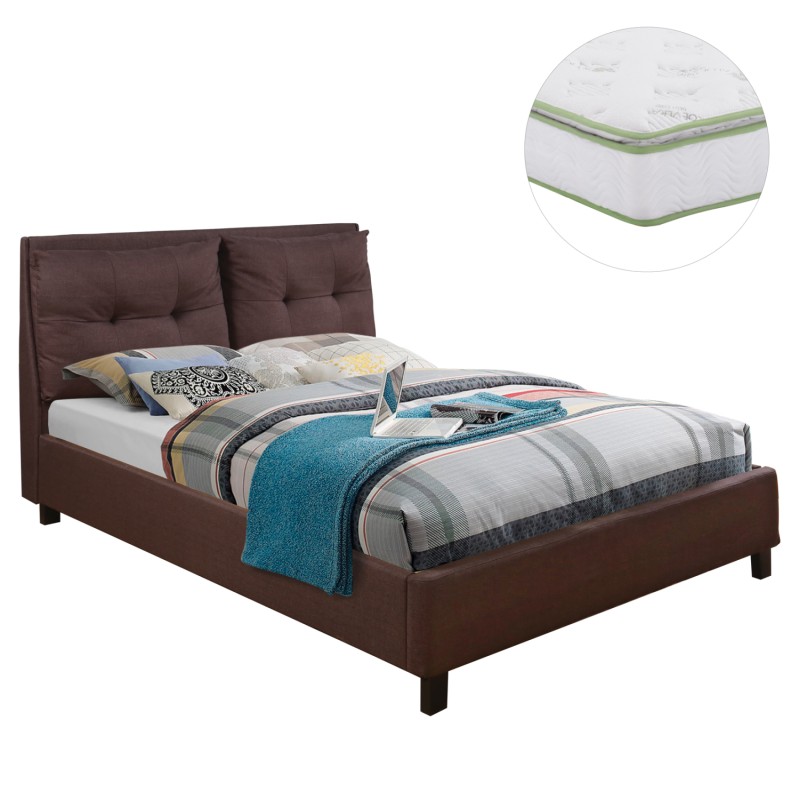 BED WITH MATTRESS BILLIE FK21284.01 BROWN FABRIC--FOR MATTRESS 160x200cm BED WITH MATTRESS BILLIE FK21284.01 BROWN FABRIC--FOR MATTRESS 160x200cm