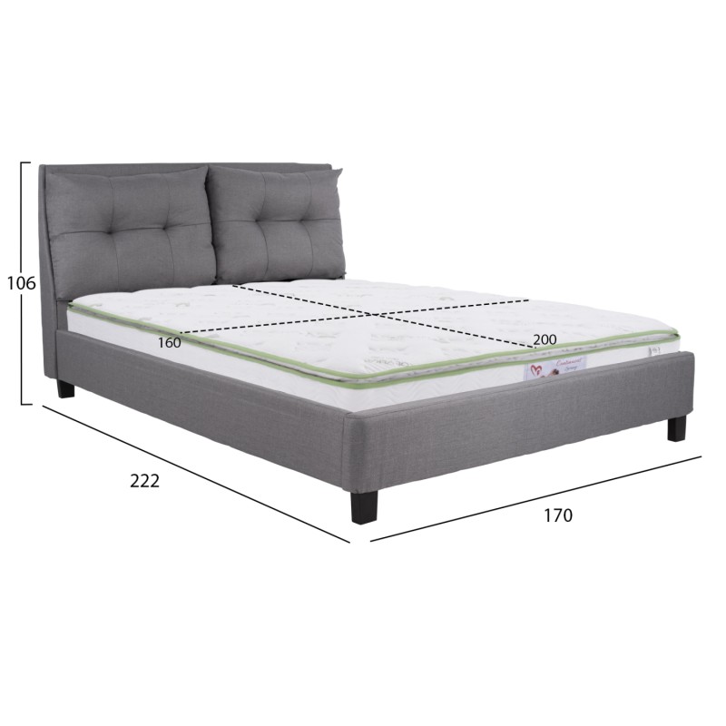 BED WITH MATTRESS BILLIE FK21284.03 GREY FABRIC--FOR MATTRESS 160x200cm BED WITH MATTRESS BILLIE FK21284.03 GREY FABRIC--FOR MATTRESS 160x200cm