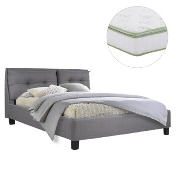 BED WITH MATTRESS BILLIE FK21284.03 GREY FABRIC--FOR MATTRESS 160x200cm