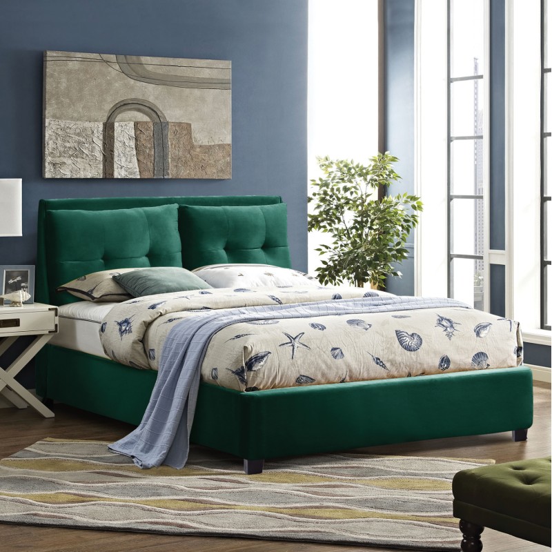 BED WITH MATTRESS BILLIE FK21284.06 CYPRESS GREEN VELVET--FOR MATTRESS 160x200cm BED WITH MATTRESS BILLIE FK21284.06 CYPRESS GREEN VELVET--FOR MATTRESS 160x200cm
