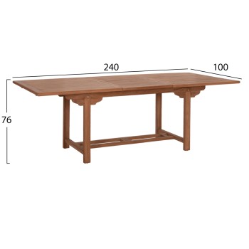DINING TABLE EXTENDABLE CRANDER FK6376 TEAK WOOD IN NATURAL COLOR 180-240x100x76Hcm.