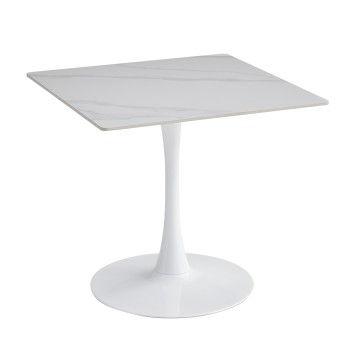 DINING TABLE TETRAN FK18315.01 METAL IN WHITE--SINTERED STONE TOP IN SNOW WHITE COLOR 80x80x73Hcm