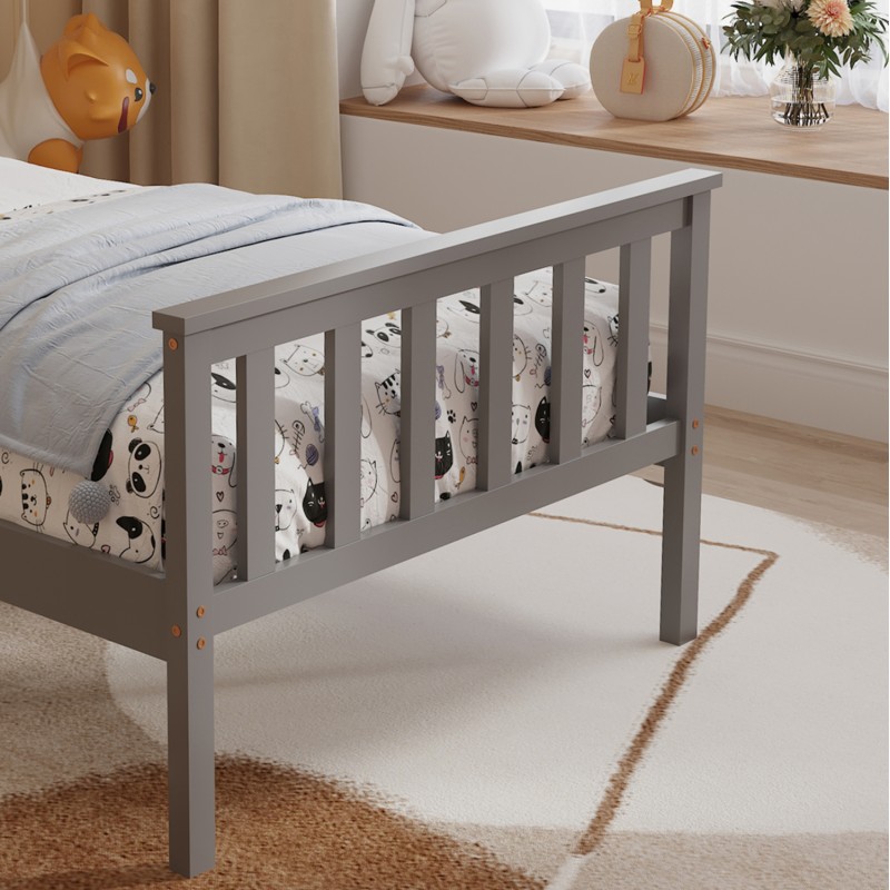 BED WITH MATTRESS GIMLY FK21300.02 PINE WOOD IN GREY COLOR FOR MATTRESS 90x190cm BED WITH MATTRESS GIMLY FK21300.02 PINE WOOD IN GREY COLOR FOR MATTRESS 90x190cm