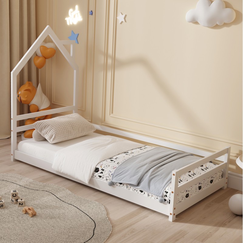 BED WITH MATTRESS HOUSER FK21301 PINE WOOD IN WHITE COLOR--MATTRESS 90x190cm BED WITH MATTRESS HOUSER FK21301 PINE WOOD IN WHITE COLOR--MATTRESS 90x190cm