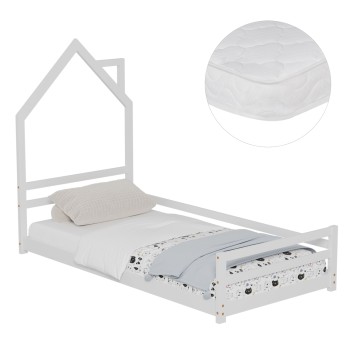 BED WITH MATTRESS HOUSER FK21301 PINE WOOD IN WHITE COLOR--MATTRESS 90x190cm