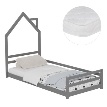 BED WITH MATTRESS HOUSER FK21301.01 PINE WOOD IN GREY COLOR--MATTRESS 90x190cm