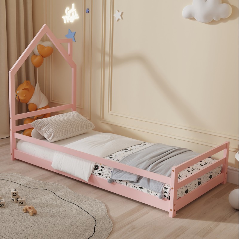 BED WITH MATTRESS HOUSER FK21301.02 PINE WOOD IN PINK COLOR--MATTRESS 90x190cm BED WITH MATTRESS HOUSER FK21301.02 PINE WOOD IN PINK COLOR--MATTRESS 90x190cm