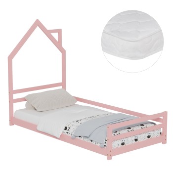 BED WITH MATTRESS HOUSER FK21301.02 PINE WOOD IN PINK COLOR--MATTRESS 90x190cm