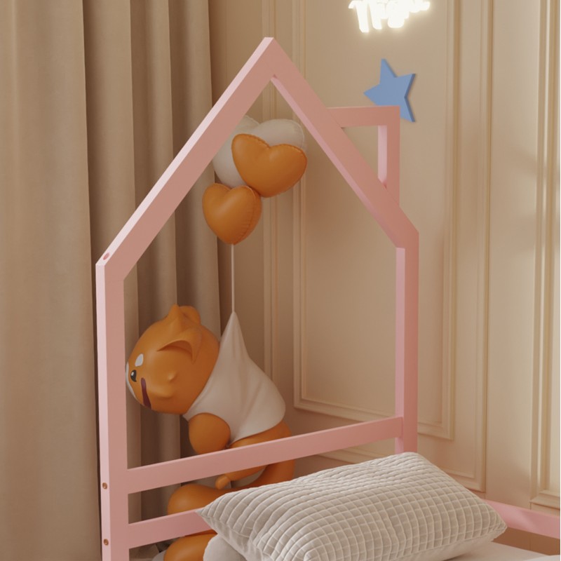 BED WITH MATTRESS HOUSER FK21301.02 PINE WOOD IN PINK COLOR--MATTRESS 90x190cm BED WITH MATTRESS HOUSER FK21301.02 PINE WOOD IN PINK COLOR--MATTRESS 90x190cm