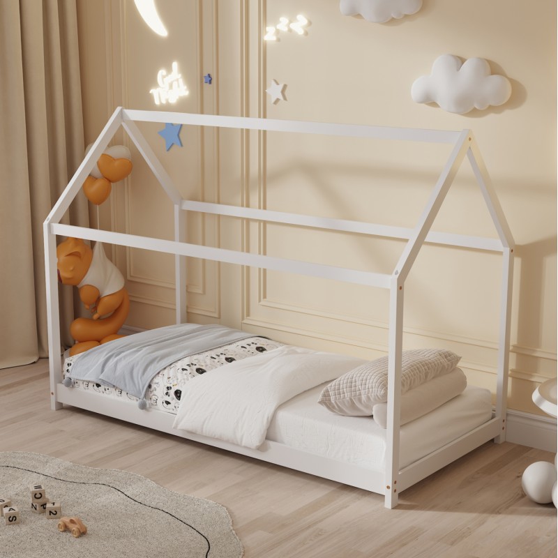 BED WITH MATTRESS PEPE FK21302.01 PINE WOOD IN WHITE COLOR--MATTRESS 90x190cm BED WITH MATTRESS PEPE FK21302.01 PINE WOOD IN WHITE COLOR--MATTRESS 90x190cm