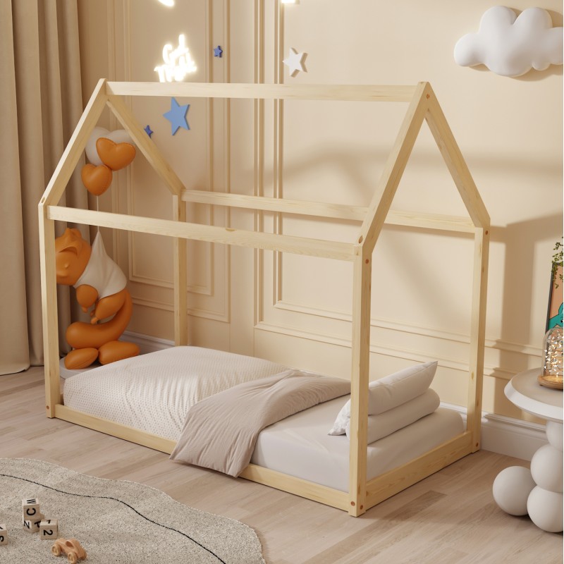 BED WITH MATTRESS PEPE FK21303 PINE WOOD IN NATURAL WOOD COLOR--MATTRESS 70x140cm BED WITH MATTRESS PEPE FK21303 PINE WOOD IN NATURAL WOOD COLOR--MATTRESS 70x140cm