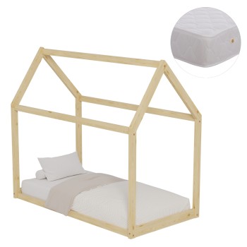 BED WITH MATTRESS PEPE FK21303 PINE WOOD IN NATURAL WOOD COLOR--MATTRESS 70x140cm