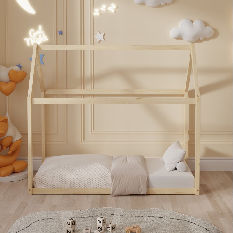 BED WITH MATTRESS PEPE FK21303 PINE WOOD IN NATURAL WOOD COLOR--MATTRESS 70x140cm BED WITH MATTRESS PEPE FK21303 PINE WOOD IN NATURAL WOOD COLOR--MATTRESS 70x140cm