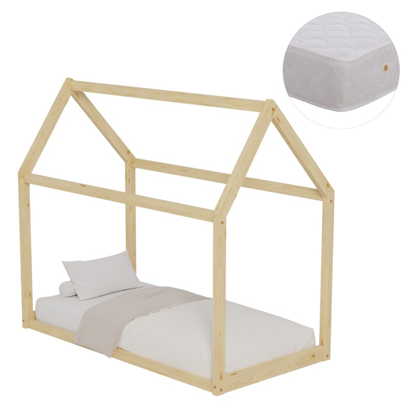 BED WITH MATTRESS PEPE FK21303 PINE WOOD IN NATURAL WOOD COLOR--MATTRESS 70x140cm BED WITH MATTRESS PEPE FK21303 PINE WOOD IN NATURAL WOOD COLOR--MATTRESS 70x140cm