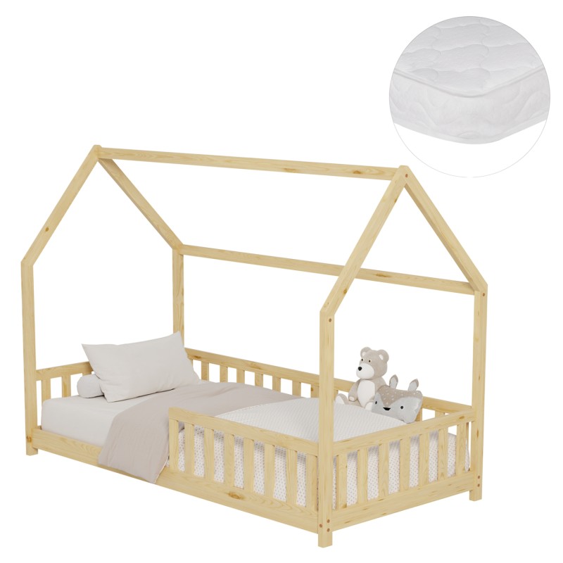 BED WITH MATTRESS PHYLLIS FK21304 PINE WOOD IN NATURAL WOOD COLOR--MATTRESS 90x190cm BED WITH MATTRESS PHYLLIS FK21304 PINE WOOD IN NATURAL WOOD COLOR--MATTRESS 90x190cm