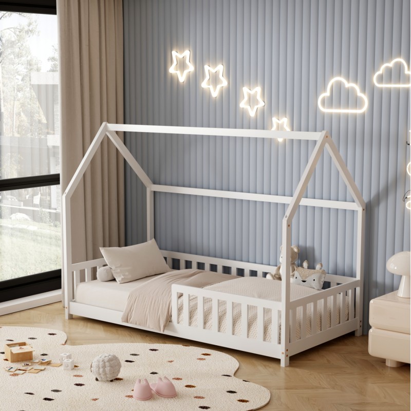 BED WITH MATTRESS PHYLLIS FK21304.01 PINE WOOD IN WHITE COLOR--MATTRESS 90x190cm BED WITH MATTRESS PHYLLIS FK21304.01 PINE WOOD IN WHITE COLOR--MATTRESS 90x190cm