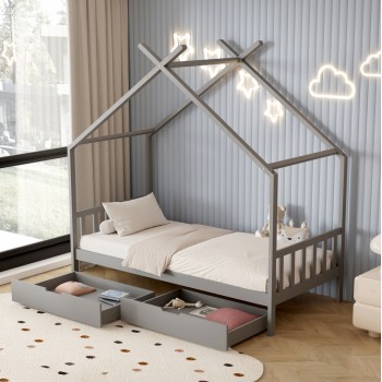 BED WITH MATTRESS KLARICE FK21305.02 PINE WOOD IN GREY COLOR--MATTRESS 90x190cm BED WITH MATTRESS KLARICE FK21305.02 PINE WOOD IN GREY COLOR--MATTRESS 90x190cm