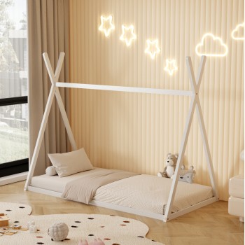 BED WITH MATTRESS MUNK FK21306.01 PINE WOOD IN WHITE COLOR--MATTRESS 90x190cm BED WITH MATTRESS MUNK FK21306.01 PINE WOOD IN WHITE COLOR--MATTRESS 90x190cm