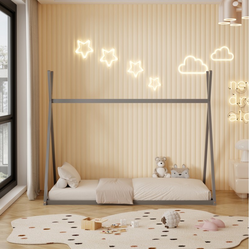 BED WITH MATTRESS MUNK FK21306.02 PINE WOOD IN GREY COLOR--MATTRESS 90x190cm BED WITH MATTRESS MUNK FK21306.02 PINE WOOD IN GREY COLOR--MATTRESS 90x190cm