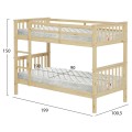 BUNK BED WITH 2 MATTRESSES LANTAI FK21307 PINE WOOD IN NATURAL COLOR--FOR MATTRESSES 90x190cm BUNK BED WITH 2 MATTRESSES LANTAI FK21307 PINE WOOD IN NATURAL COLOR--FOR MATTRESSES 90x190cm