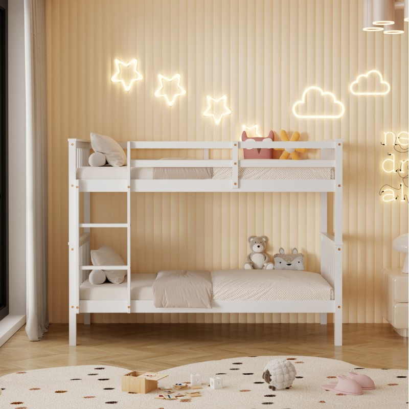 BUNK BED WITH 2 MATTRESSES LANTAI FK21307.01 PINE WOOD IN WHITE--FOR MATTRESSES 90x190cm BUNK BED WITH 2 MATTRESSES LANTAI FK21307.01 PINE WOOD IN WHITE--FOR MATTRESSES 90x190cm