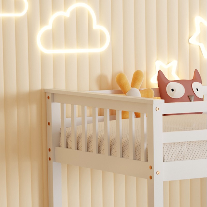 BUNK BED WITH 2 MATTRESSES LANTAI FK21307.01 PINE WOOD IN WHITE--FOR MATTRESSES 90x190cm BUNK BED WITH 2 MATTRESSES LANTAI FK21307.01 PINE WOOD IN WHITE--FOR MATTRESSES 90x190cm