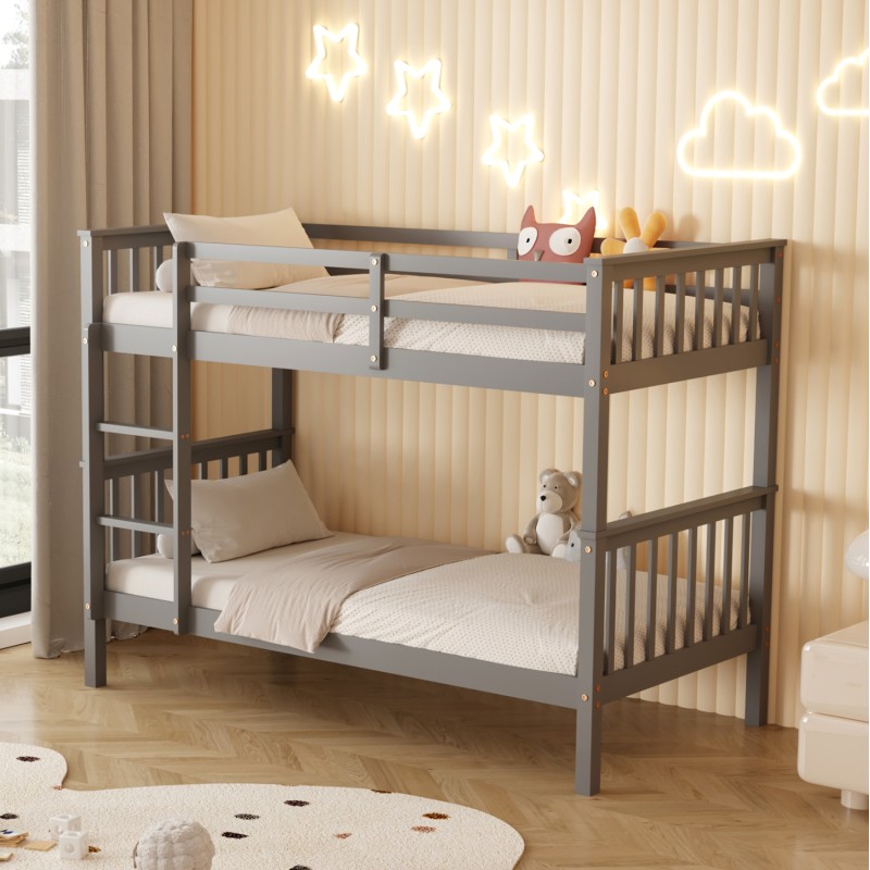 BUNK BED WITH 2 MATTRESSES LANTAI FK21307.02 PINE WOOD IN GREY--FOR MATTRESSES 90x190cm BUNK BED WITH 2 MATTRESSES LANTAI FK21307.02 PINE WOOD IN GREY--FOR MATTRESSES 90x190cm