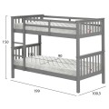 BUNK BED WITH 2 MATTRESSES LANTAI FK21307.02 PINE WOOD IN GREY--FOR MATTRESSES 90x190cm BUNK BED WITH 2 MATTRESSES LANTAI FK21307.02 PINE WOOD IN GREY--FOR MATTRESSES 90x190cm