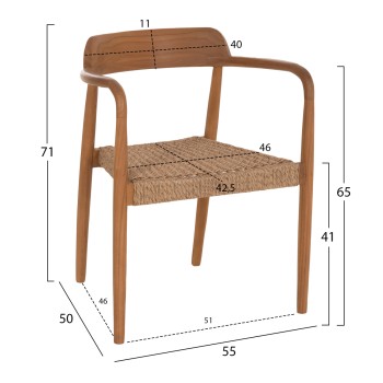 DINING CHAIR ROBBY FK18350 TEAK WOOD & VIRO ROPE IN NATURAL COLORS 55x50x71Hcm.