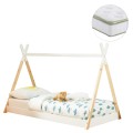 BED WITH MATTRESS MUNK FK21308 PINE WOOD IN NATURAL & WHITE--MATTRESS 90x190cm BED WITH MATTRESS MUNK FK21308 PINE WOOD IN NATURAL & WHITE--MATTRESS 90x190cm