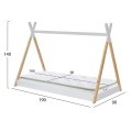 BED WITH MATTRESS MUNK FK21308 PINE WOOD IN NATURAL & WHITE--MATTRESS 90x190cm BED WITH MATTRESS MUNK FK21308 PINE WOOD IN NATURAL & WHITE--MATTRESS 90x190cm