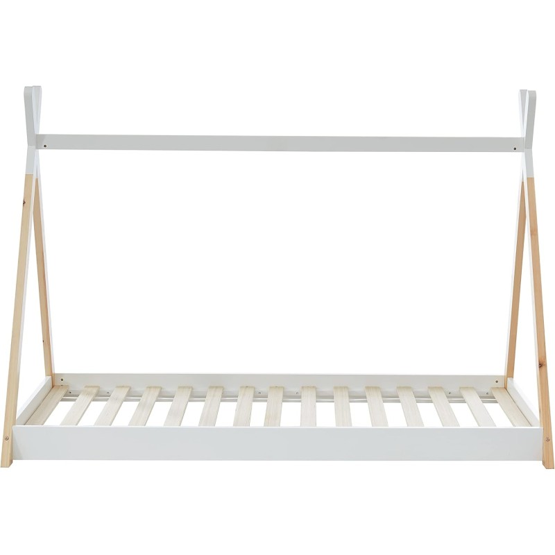 BED WITH MATTRESS MUNK FK21308 PINE WOOD IN NATURAL & WHITE--MATTRESS 90x190cm BED WITH MATTRESS MUNK FK21308 PINE WOOD IN NATURAL & WHITE--MATTRESS 90x190cm