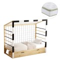 BED WITH MATTRESS GOALIE FK21309 PINE WOOD IN NATURAL-WHITE-BLACK--MATTRESS 90x190cm BED WITH MATTRESS GOALIE FK21309 PINE WOOD IN NATURAL-WHITE-BLACK--MATTRESS 90x190cm