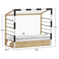 BED WITH MATTRESS GOALIE FK21309 PINE WOOD IN NATURAL-WHITE-BLACK--MATTRESS 90x190cm BED WITH MATTRESS GOALIE FK21309 PINE WOOD IN NATURAL-WHITE-BLACK--MATTRESS 90x190cm