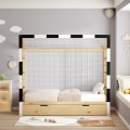 BED WITH MATTRESS GOALIE FK21309 PINE WOOD IN NATURAL-WHITE-BLACK--MATTRESS 90x190cm BED WITH MATTRESS GOALIE FK21309 PINE WOOD IN NATURAL-WHITE-BLACK--MATTRESS 90x190cm
