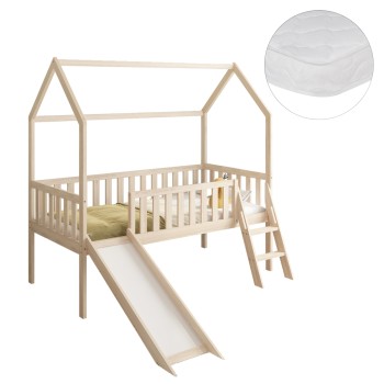 BED WITH SLIDE PHYLLIS FK21310 PINE WOOD IN NATURAL--WITH MATTRESS 90x190cm
