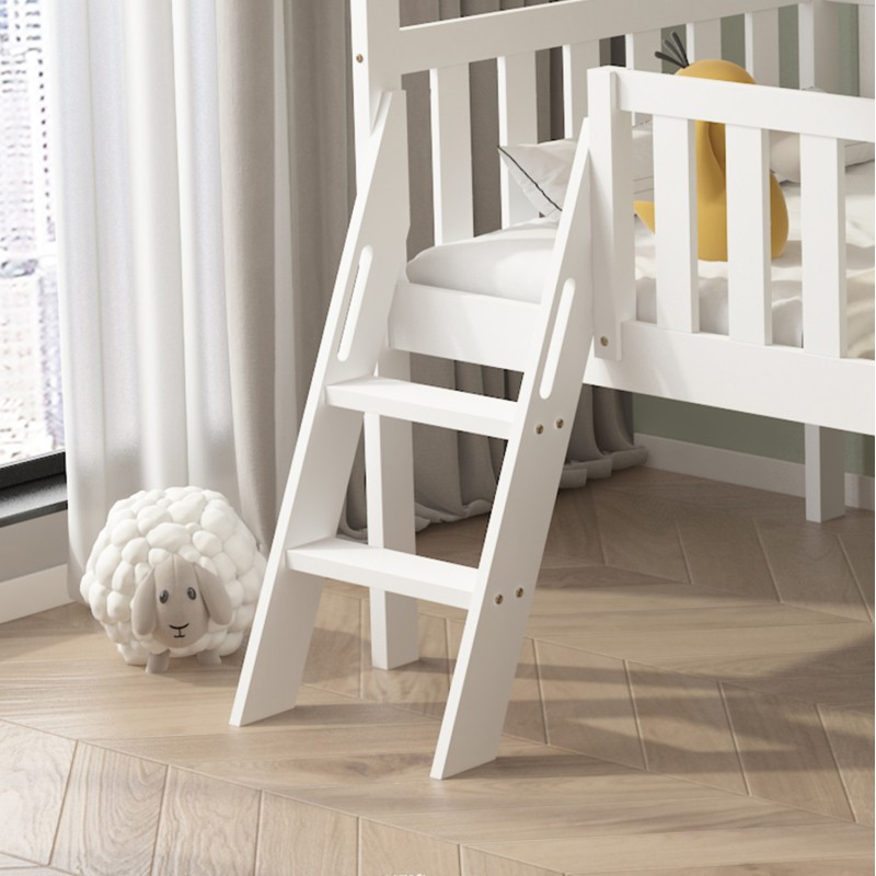 BED WITH SLIDE PHYLLIS FK21310.01 PINE WOOD IN WHITE--WITH MATTRESS 90x190cm BED WITH SLIDE PHYLLIS FK21310.01 PINE WOOD IN WHITE--WITH MATTRESS 90x190cm