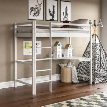BUNK BED WITH DESK AKRON FK21311.01 PINE WOOD IN WHITE--WITH MATTRESS 90x190cm BUNK BED WITH DESK AKRON FK21311.01 PINE WOOD IN WHITE--WITH MATTRESS 90x190cm