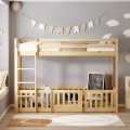 BUNK BED WITH PLAYPARK PLAYKID FK21312 PINE WOOD IN NATURAL COLOR--WITH MATTRESS 90x190cm