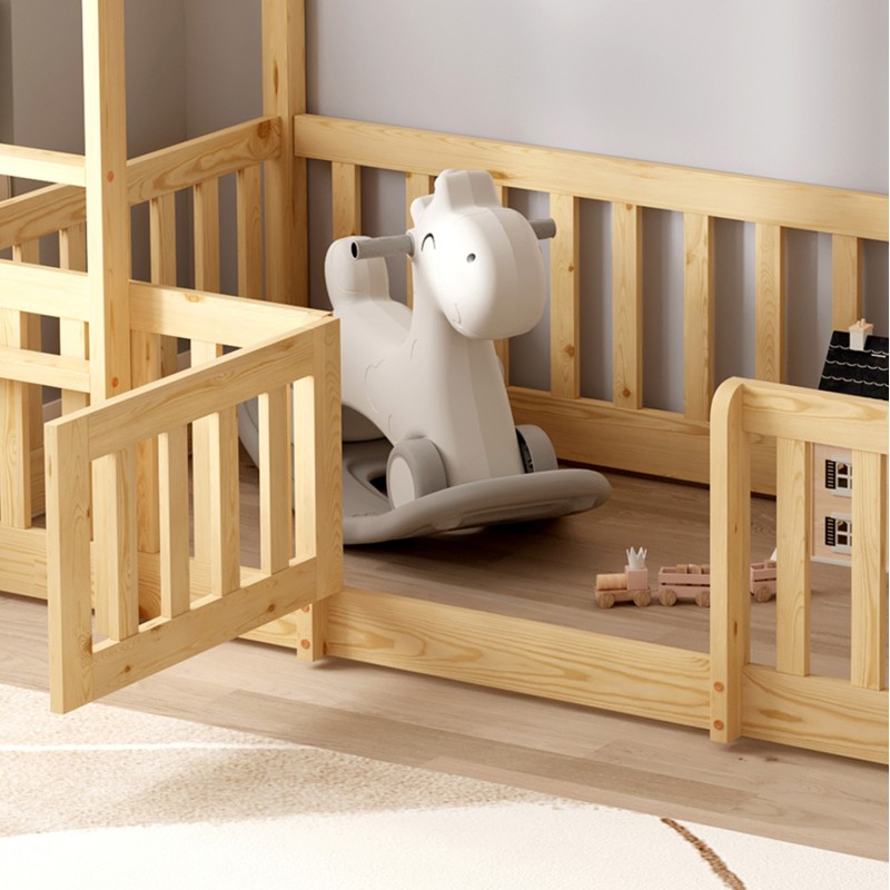 BUNK BED WITH PLAYPARK PLAYKID FK21312 PINE WOOD IN NATURAL COLOR--WITH MATTRESS 90x190cm