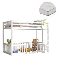 BUNK BED WITH PLAYPARK PLAYKID FK21312.01 PINE WOOD IN WHITE--WITH MATTRESS 90x190cm BUNK BED WITH PLAYPARK PLAYKID FK21312.01 PINE WOOD IN WHITE--WITH MATTRESS 90x190cm