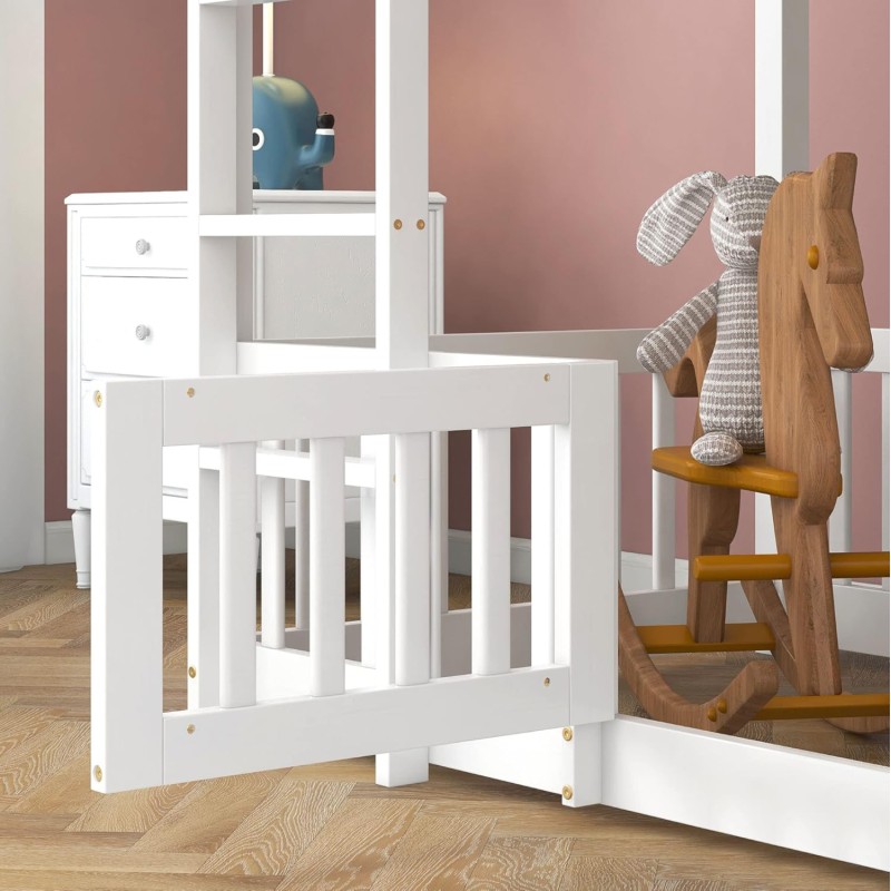 BUNK BED WITH PLAYPARK PLAYKID FK21312.01 PINE WOOD IN WHITE--WITH MATTRESS 90x190cm BUNK BED WITH PLAYPARK PLAYKID FK21312.01 PINE WOOD IN WHITE--WITH MATTRESS 90x190cm