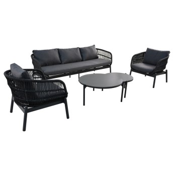 OUTDOOR LOUNGE SET 5PCS MEMFIS FK6470.01 ALUMINUM-ROPE-CERAMIC TOP---GREY