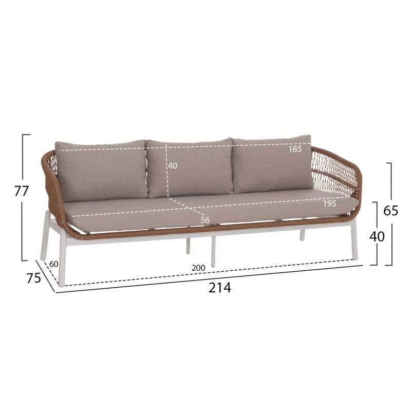OUTDOOR LOUNGE SET 5PCS MEMFIS FK6470.03 ALUMINUM-ROPE-CERAMIC TOP--WHITE
